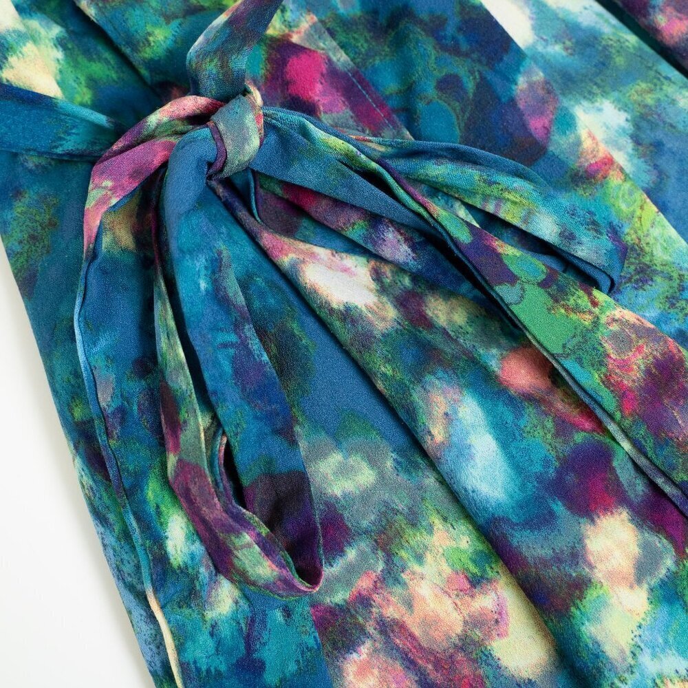 Smash + Tess Kimono Robe Crepe Kimonette Duster Blue Print Floral - Picture 7 of 16
